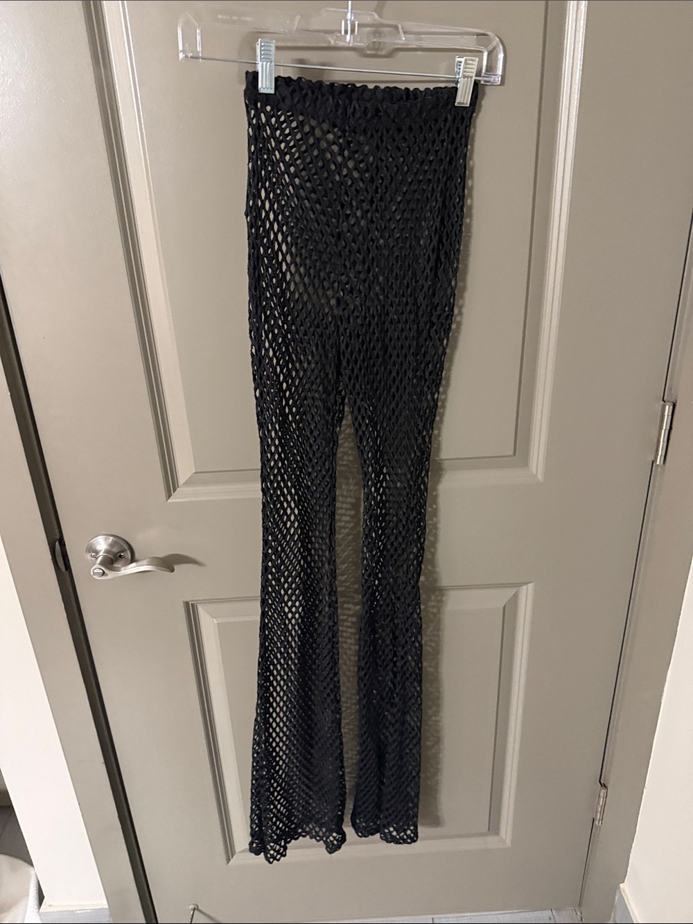 Black Fishnet Flared Pants